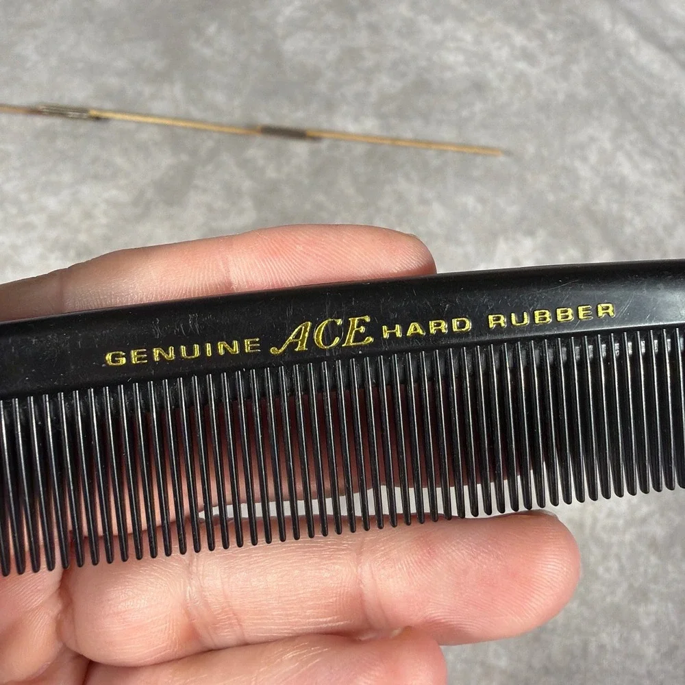 Vtg ACE Genuine Hard Rubber Hair Comb 5